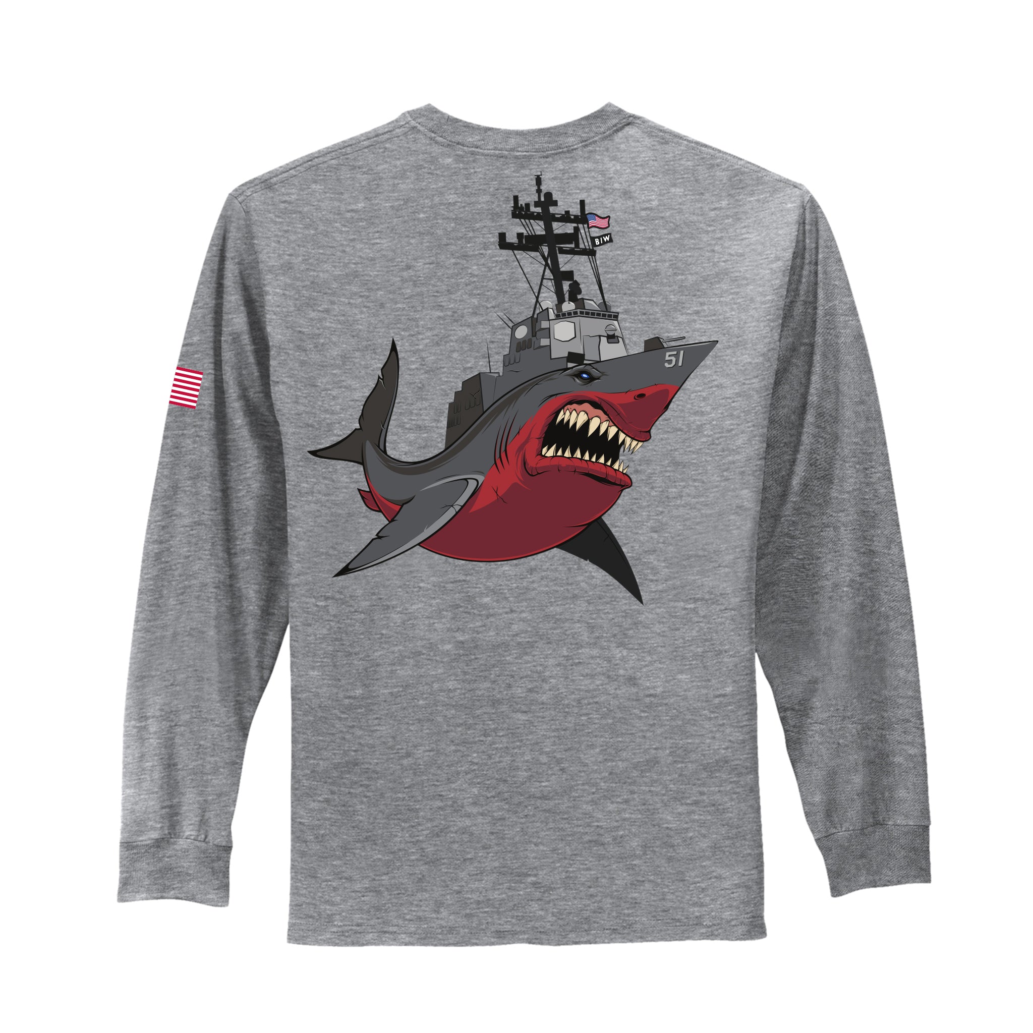Shark Long Sleeve Tee - Heather Grey