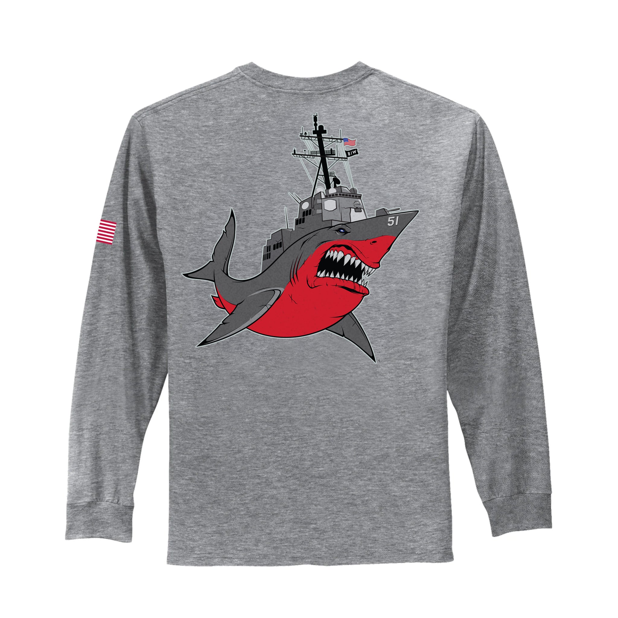Shark Long Sleeve Tee - Heather Grey